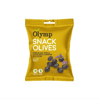 OLYMP Olivový snack -  Sušené celé čierne olivy levanduľa-bylinky 70g,ochr