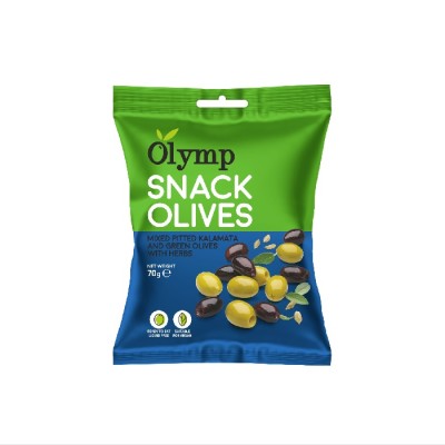 OLYMP Olivový snack - Mix Kalamata tmavé a zelené olivy bylinky 70g,ochr
