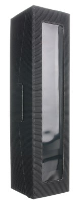 Darčeková krabica čierna s okienkom na 1 fľašu, 385x92x95 mm