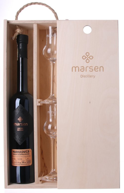 Marsen Marhuľovica Veľkopavlovická 42,3% 0,5L + 2 poháre, ovdest 0,5L, ovdest, DB